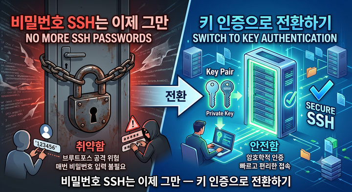 비밀번호 SSH는 이제 그만 — 키 인증으로 전환하기